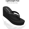 image:imageDREAM PAIRS Womens Platform Flip Flop Rhinestones Arch Support Comfortable Soft Cushion Wedge Flip Flops Summer Thong SandalsBlack