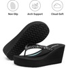 image:imageDREAM PAIRS Womens Platform Flip Flop Rhinestones Arch Support Comfortable Soft Cushion Wedge Flip Flops Summer Thong SandalsBlack