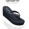 image:imageDREAM PAIRS Womens Platform Flip Flop Rhinestones Arch Support Comfortable Soft Cushion Wedge Flip Flops Summer Thong SandalsNavy Blue