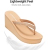 image:imageDREAM PAIRS Womens Platform Flip Flop Rhinestones Arch Support Comfortable Soft Cushion Wedge Flip Flops Summer Thong SandalsNude