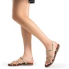image:imageDREAM PAIRS Womens Sandals Cross Strappy Gladiator Dress Flat Sandals Daily Casual Comfortable Summer ShoesGoldpu