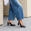 image:imageDREAM PAIRS Womens Slingback Heels Chunky Block Heels Pointed Toe Closed Toe Pumps Comfortable Work Office Business ShoesBlackpat