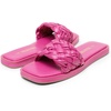 image:imageDREAM PAIRS Womens Square Open Toe Slide Sandals Cute Slip on Braided Slides Flat Sandals for SummerHot Pink