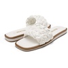 image:imageDREAM PAIRS Womens Square Open Toe Slide Sandals Cute Slip on Braided Slides Flat Sandals for SummerWhiteWeave