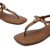 image:imageDREAM PAIRS Womens TStrap Thong Flat Sandals with Cute Square Toe Strappy for SummerBrown