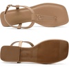 image:imageDREAM PAIRS Womens TStrap Thong Flat Sandals with Cute Square Toe Strappy for SummerNude