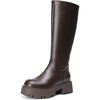 image:imageDREAM PAIRS Knee High Boots Comfortable Chunky Platform RoundToe Side Zip Boots for WomenBrown