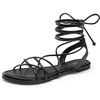 image:imageDREAM PAIRS Laceup Gladiator Sandals Strappy Dressy Summer Flat Sandals for WomenBlack
