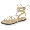 image:imageDREAM PAIRS Laceup Gladiator Sandals Strappy Dressy Summer Flat Sandals for WomenGold