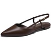 image:imageDREAM PAIRS Slingback Flats for Women PointedToe Elegant Womens Ballet Flats with Buckle Strap Classic Low Heel Dress Shoes for Casual Work Office PartyBrown