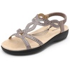 image:imageDREAM PAIRS Womens Comfort Dressy Rhinestone Summer Beach Sandals Slipon Flat Walking Orthopedic Sandals with Elastica Back StrapGrey