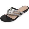 image:imageDREAM PAIRS Womens Fashion Rhinestones Design Slides Sandals Dress Daily Flat Sandals for SummerBlack