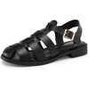 image:imageDREAM PAIRS Womens Fisherman Gladiator Braided Flat Sandal Cute Woven Strappy Closed Toe Shoes for SummerBlackpu