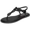 image:imageDREAM PAIRS Womens Flat Sandals Dressy Summer Stappy Comfortable Ankle Elastic TStrap Beach Thong SandalsAll Black