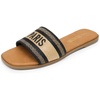 image:imageDREAM PAIRS Womens Flat Sandals Slip On Slides Sandals Square Open Toe Jacquard Braided Fashion Slides Casual Beach Slippers for SummerBlack