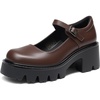 image:imageDREAM PAIRS Womens Mary Janes Shoes Platform Dress Low Heel Chunky Pumps Round Toe Ankle Strap Pumps Shoes Oxfords EstherBrownpu
