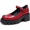 image:imageDREAM PAIRS Womens Mary Janes Shoes Platform Dress Low Heel Chunky Pumps Round Toe Ankle Strap Pumps Shoes Oxfords EstherRed