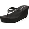 image:imageDREAM PAIRS Womens Platform Flip Flop Rhinestones Arch Support Comfortable Soft Cushion Wedge Flip Flops Summer Thong SandalsBlack