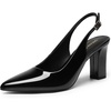 image:imageDREAM PAIRS Womens Slingback Heels Chunky Block Heels Pointed Toe Closed Toe Pumps Comfortable Work Office Business ShoesBlackpat