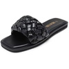 image:imageDREAM PAIRS Womens Square Open Toe Slide Sandals Cute Slip on Braided Slides Flat Sandals for SummerBlackWeave
