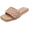 image:imageDREAM PAIRS Womens Square Open Toe Slide Sandals Cute Slip on Braided Slides Flat Sandals for SummerNudeWeave
