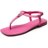 image:imageDREAM PAIRS Womens TStrap Thong Flat Sandals with Cute Square Toe Strappy for SummerHot Pink