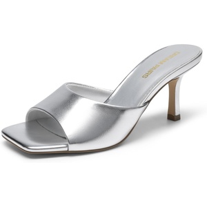 image:imageDREAM PAIRS 2026 Womens Kitten Heels Sandals  Square Toe Slip On Low Heels Heeled Mules Footwear for Everyday Dressy amp Casual OccasionsSilver