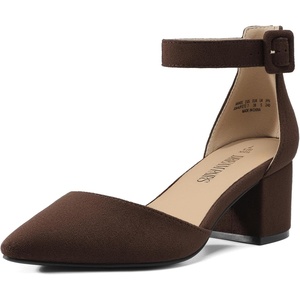 image:imageDREAM PAIRS ANNEE Pointed Toe Low Chunky Heels Pump ShoesBrown