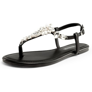 image:imageDREAM PAIRS Flat Sandals for Women Dressy Rhinestone TStrap Thong Flat Sandals for Summers Dress BeachBlack