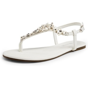 image:imageDREAM PAIRS Flat Sandals for Women Dressy Rhinestone TStrap Thong Flat Sandals for Summers Dress BeachWhite