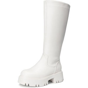 image:imageDREAM PAIRS Knee High Boots Comfortable Chunky Platform RoundToe Side Zip Boots for WomenWhite