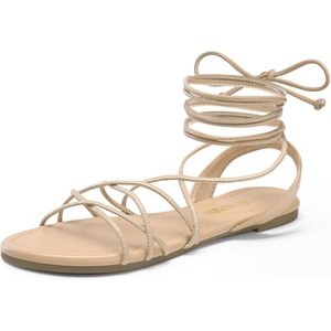 image:imageDREAM PAIRS Laceup Gladiator Sandals Strappy Dressy Summer Flat Sandals for WomenNude