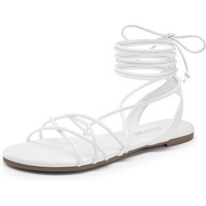 image:imageDREAM PAIRS Laceup Gladiator Sandals Strappy Dressy Summer Flat Sandals for WomenWhite