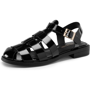 image:imageDREAM PAIRS Womens Fisherman Gladiator Braided Flat Sandal Cute Woven Strappy Closed Toe Shoes for SummerBlackpat