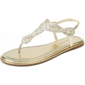 image:imageDREAM PAIRS Womens Flat Sandals Dressy Summer Stappy Comfortable Ankle Elastic TStrap Beach Thong SandalsGold