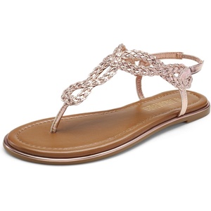 image:imageDREAM PAIRS Womens Flat Sandals Dressy Summer Stappy Comfortable Ankle Elastic TStrap Beach Thong SandalsRose Goldmetallic