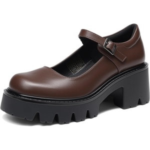 image:imageDREAM PAIRS Womens Mary Janes Shoes Platform Dress Low Heel Chunky Pumps Round Toe Ankle Strap Pumps Shoes Oxfords EstherBrownpu