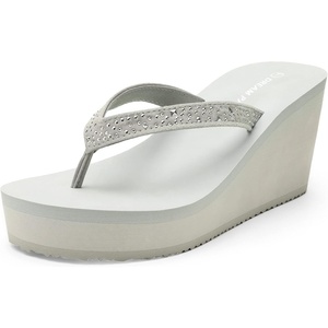 image:imageDREAM PAIRS Womens Platform Flip Flop Rhinestones Arch Support Comfortable Soft Cushion Wedge Flip Flops Summer Thong SandalsGrey