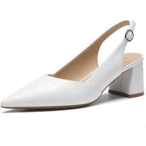 image:imageDREAM PAIRS Womens Slingback Chunky Heels for Women Comfortable Pointed Closed Toe Block Heels Wedding Party Womens Pumps Business Casual Work Dress ShoesWhite