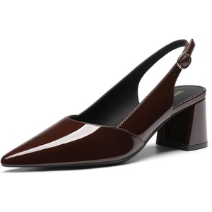 image:imageDREAM PAIRS Womens Slingback Chunky Heels for Women Comfortable Pointed Closed Toe Block Heels Wedding Party Womens Pumps Business Casual Work Dress ShoesBrown