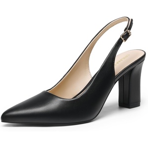 image:imageDREAM PAIRS Womens Slingback Heels Chunky Block Heels Pointed Toe Closed Toe Pumps Comfortable Work Office Business ShoesBlackpu