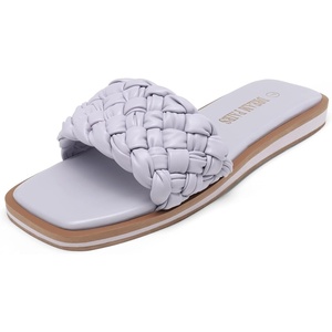 image:imageDREAM PAIRS Womens Square Open Toe Slide Sandals Cute Slip on Braided Slides Flat Sandals for SummerPurpleWeave
