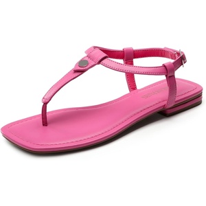 image:imageDREAM PAIRS Womens TStrap Thong Flat Sandals with Cute Square Toe Strappy for SummerHot Pink