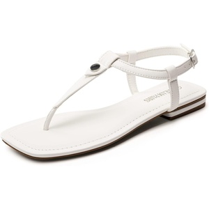 image:imageDREAM PAIRS Womens TStrap Thong Flat Sandals with Cute Square Toe Strappy for SummerWhite