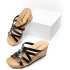 image:imageDREAM PAIRS Dressy Wedge Sandals for Women Casual Summer Comfort Cork Strappy Platform Slides SandalsBlack