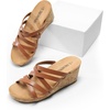 image:imageDREAM PAIRS Dressy Wedge Sandals for Women Casual Summer Comfort Cork Strappy Platform Slides SandalsBrown
