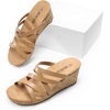 image:imageDREAM PAIRS Dressy Wedge Sandals for Women Casual Summer Comfort Cork Strappy Platform Slides SandalsNude