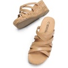 image:imageDREAM PAIRS Dressy Wedge Sandals for Women Casual Summer Comfort Cork Strappy Platform Slides SandalsNude