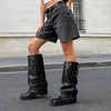 image:imageDREAM PAIRS Foldover Knee High Boots Comfort Low Chunky Heel Slouchy Boot Stylish Buckle Long Tall Fashion Boots for WomenBlack