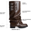 image:imageDREAM PAIRS Foldover Knee High Boots Comfort Low Chunky Heel Slouchy Boot Stylish Buckle Long Tall Fashion Boots for WomenBrown